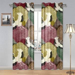 Japanese cranes flying forest dot pattern Gauze Curtain
