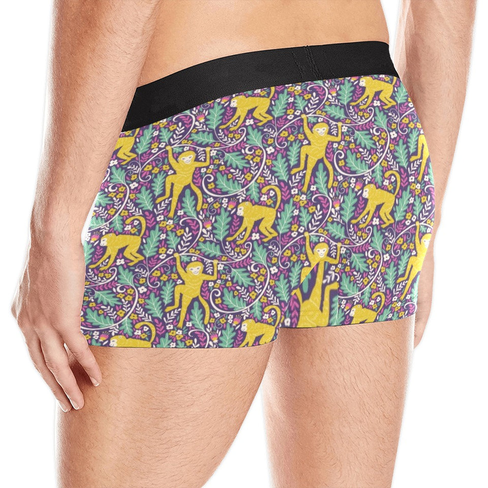 Cute yellow monkey leaves pattern Men's All Over Print Boxer Briefs Men's Underwear