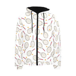 Tennis Pattern Print Design 04 Men's Padded Hooded Jacket