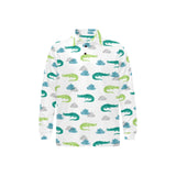 watercolor crocodile pattern Men's Long Sleeve Polo Shirt