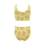 Cheese design pattern Chest Bowknot High Waisted Bikini Swimsuit