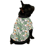 Toucan tropical green jungle palm pattern All Over Print Pet Dog Round Neck Fuzzy Shirt