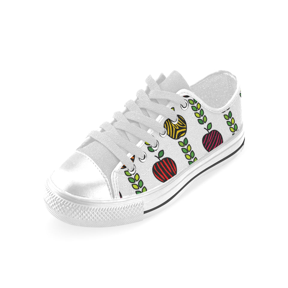 colorful apples leave zebra stripe Men's Low Top Shoes White
