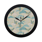 Bonsai bamboo stork japanese pattern cream theme Elegant Black Wall Clock