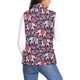 Elephant indian style ornament pattern Women's Padded Vest