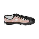 Swan flower light pink background Women's Low Top Canvas Shoes Black