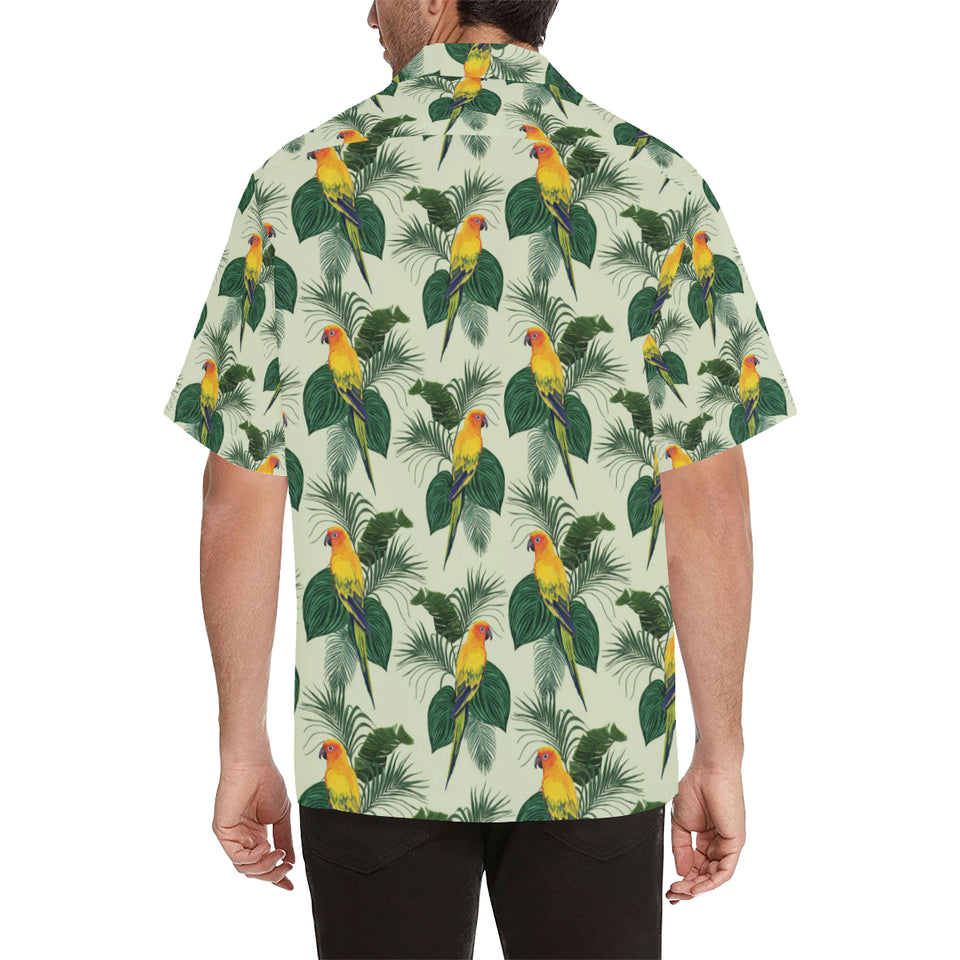 Beautiful parrot palm leaves pattern Men's All Over Print Hawaiian Shirt