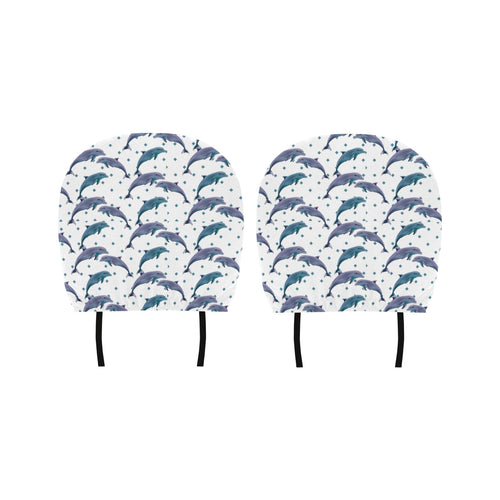 Dolphins pattern dotted background Car Headrest Cover