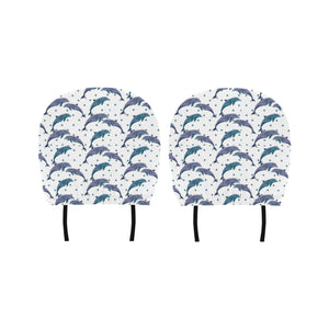 Dolphins pattern dotted background Car Headrest Cover