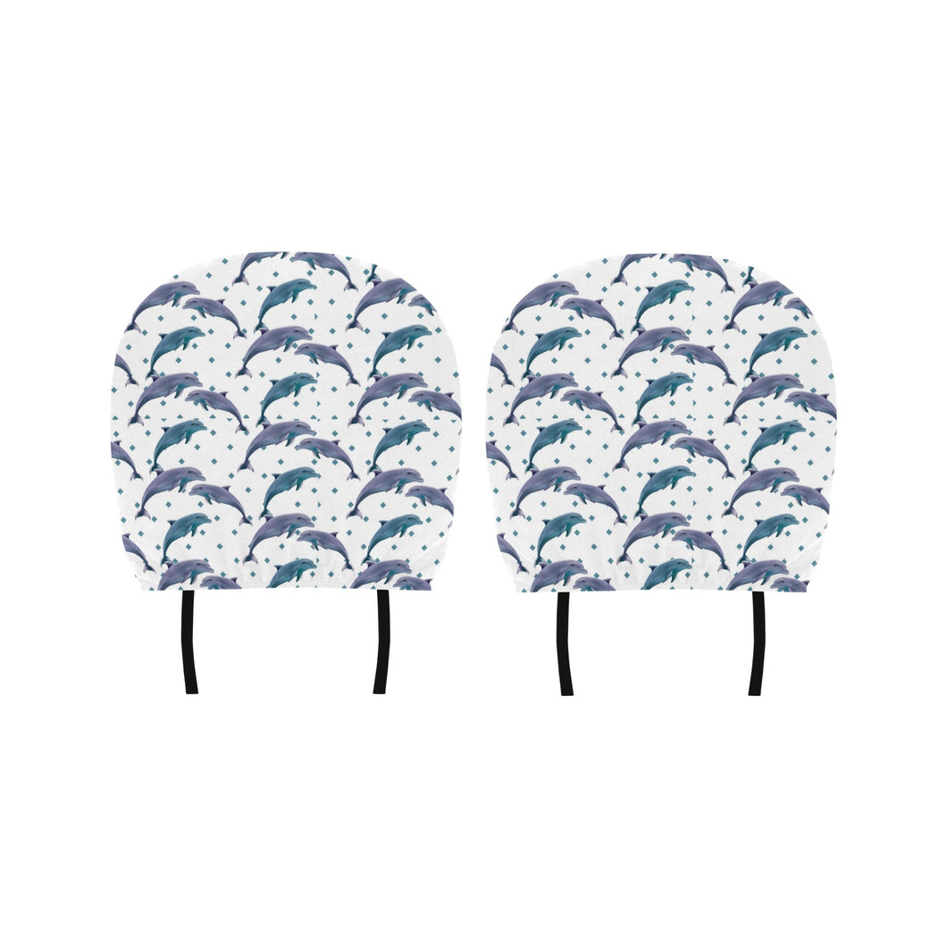 Dolphins pattern dotted background Car Headrest Cover