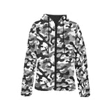 Black white camouflage pattern Women's Padded Hooded Jacket