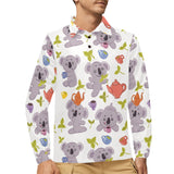 Cute koalas teapots tea Men's Long Sleeve Polo Shirt