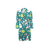 Snowman bird decorative elements christmas pattern Men's Long Sleeve Belted Night Robe