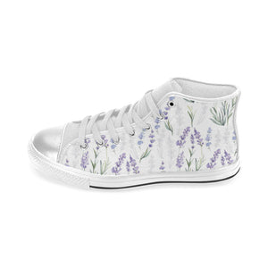 Hand painting Watercolor Lavender Women's High Top Canvas Shoes White