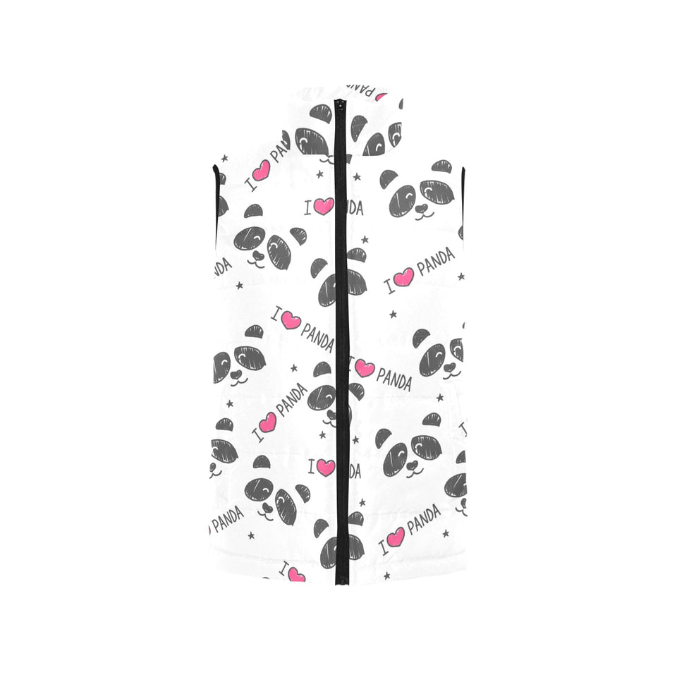 Hand Drawn faces of pandas pattern Men's Padded Vest