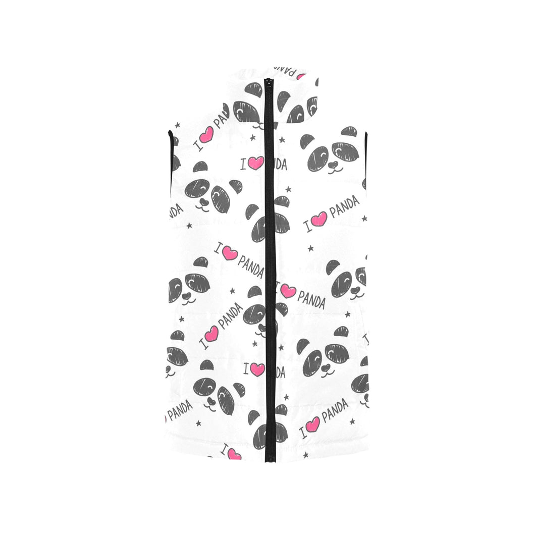 Hand Drawn faces of pandas pattern Men's Padded Vest