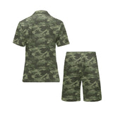 Digital Green camouflage pattern Men's V-Neck Short Pajama Set