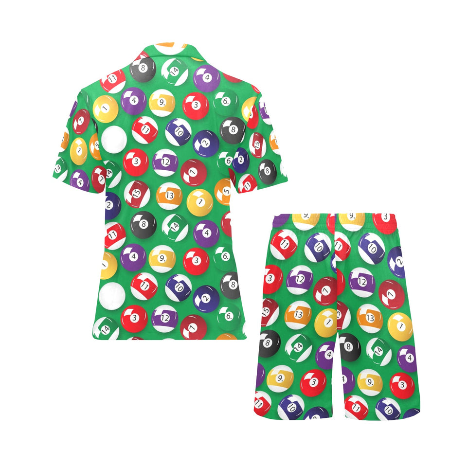 Billiard Ball Pattern Print Design 02 Men's V-Neck Short Pajama Set