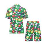 Billiard Ball Pattern Print Design 02 Men's V-Neck Short Pajama Set