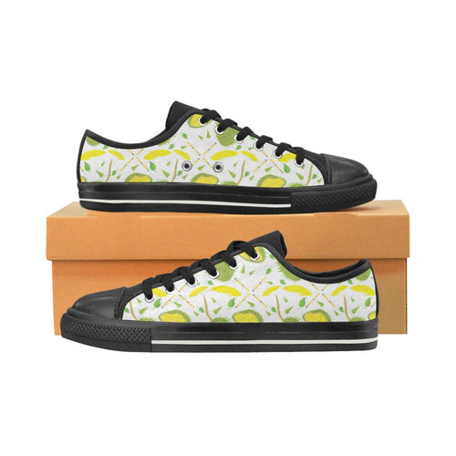 Durian pattern background Kids' Boys' Girls' Low Top Canvas Shoes Black
