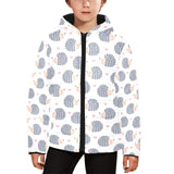 Hedgehog Pattern Print Design 04 Kids' Boys' Girls' Padded Hooded Jacket