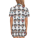 Cute ninja design pattern Women's V-Neck Short Pajama Set