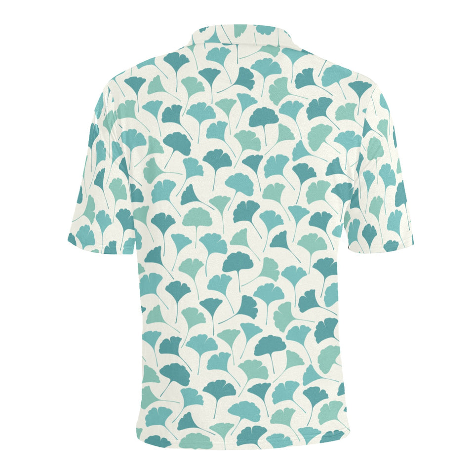 Green ginkgo leaves pattern Men's All Over Print Polo Shirt