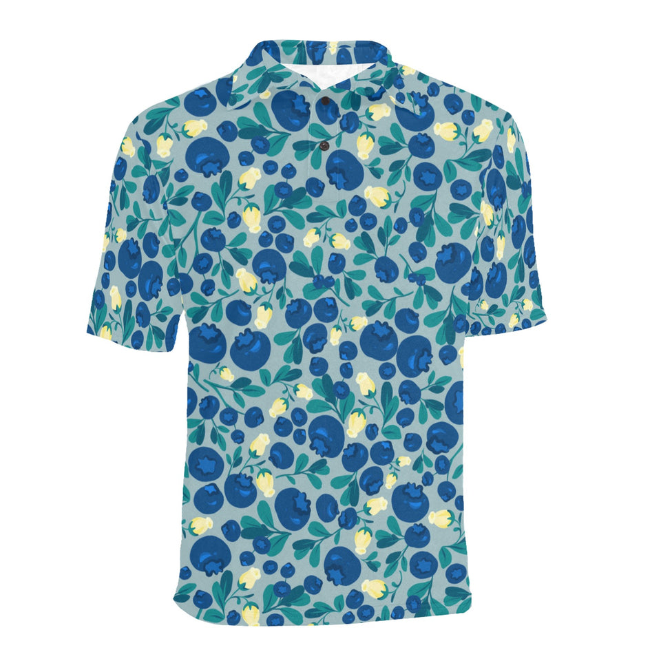 blueberry design pattern Men's All Over Print Polo Shirt