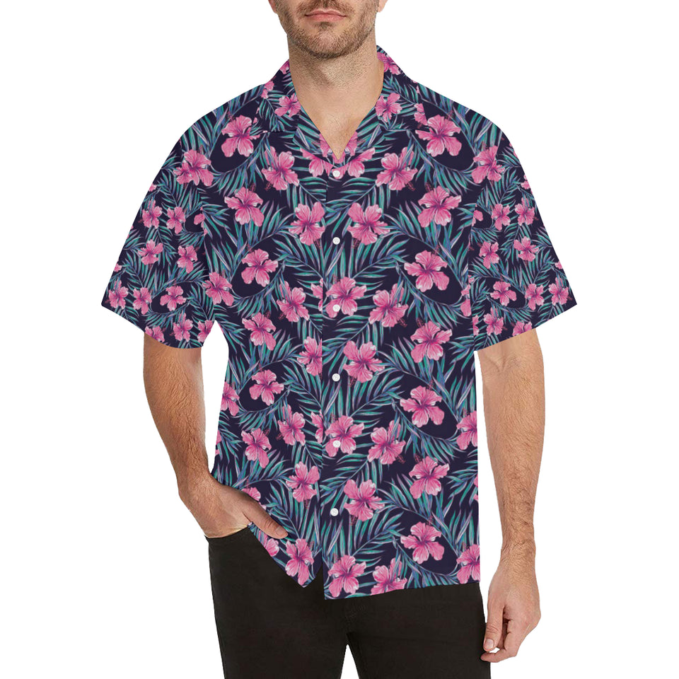 Hibiscus Pattern Print Design 05 Men's All Over Print Hawaiian Shirt (Model T58)