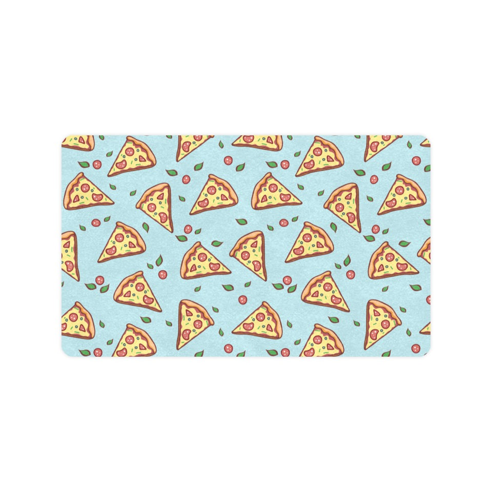 Hand drawn pizza blue background Doormat