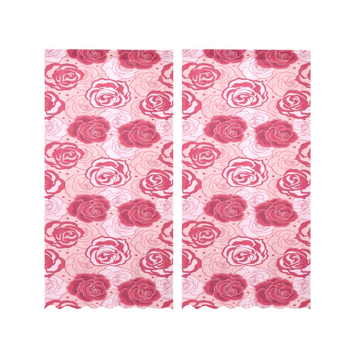Rose Pattern Print Design 02 Gauze Curtain