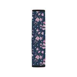 Pink sakura cherry blossom blue background Car Seat Belt Cover