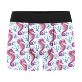 Purple seahorse blue coral pattern Men's All Over Print Boxer Briefs Men's Underwear