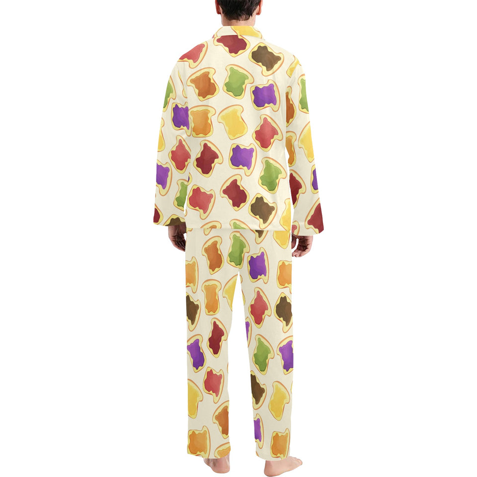 Bread Toast Pattern Print Design 02 Men's Long Pajama Set