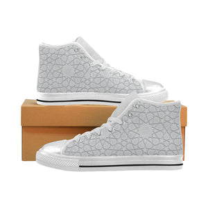 arabic star pattern Women's High Top Canvas Shoes White