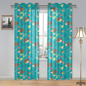 Hedgehog Pattern Print Design 01 Gauze Curtain