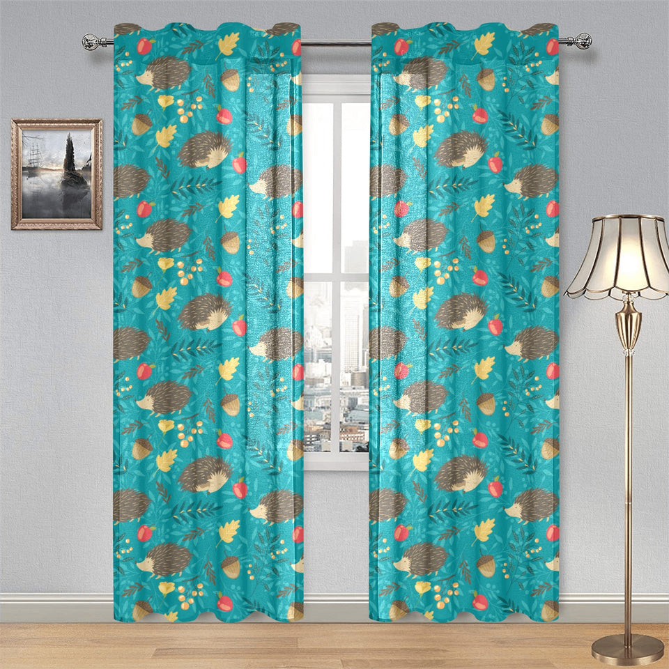 Hedgehog Pattern Print Design 01 Gauze Curtain