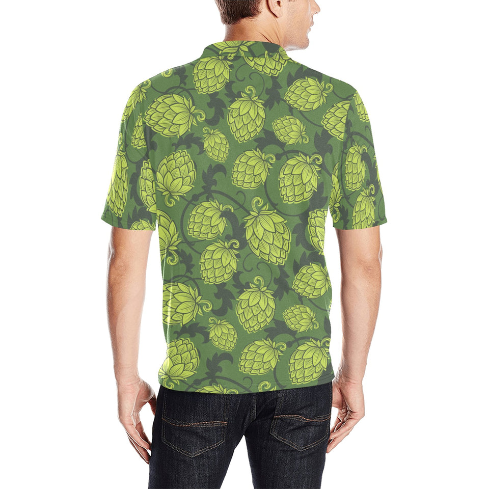 Hop pattern Hop cone background Men's All Over Print Polo Shirt