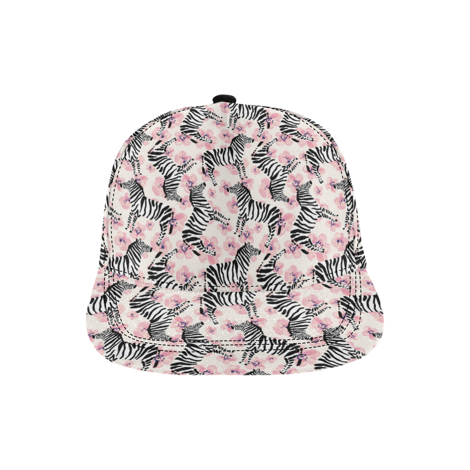 Zebra pink flower background All Over Print Snapback Cap