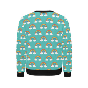 Rainbow pattern green background Men's Crew Neck Sweatshirt