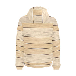 Wood Printed Pattern Print Design 01 Men's Padded Hooded Jacket