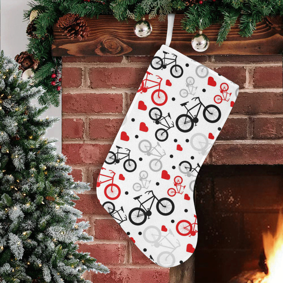 Bicycle Pattern Print Design 04 Christmas Stocking