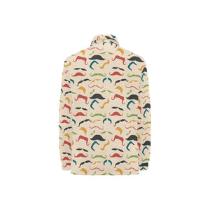 Mustache Beard Pattern Print Design 03 Women's Long Sleeve Polo Shirt