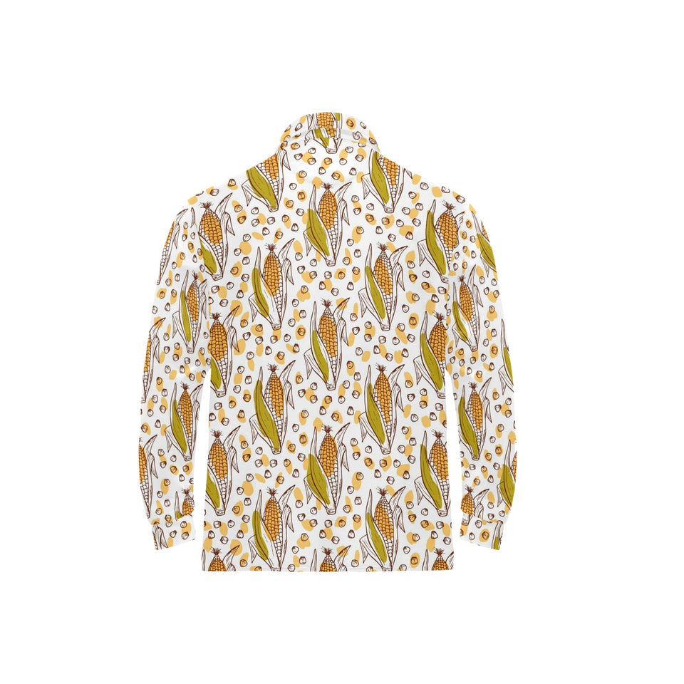 Corn Pattern Print Design 02 Men's Long Sleeve Polo Shirt