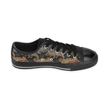 Chameleon lizard tropical leaves palm tree Men's Low Top Canvas Shoes Black