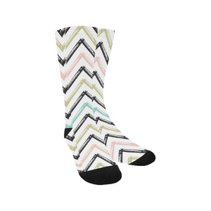 zigzag  chevron paint pattern Crew Socks