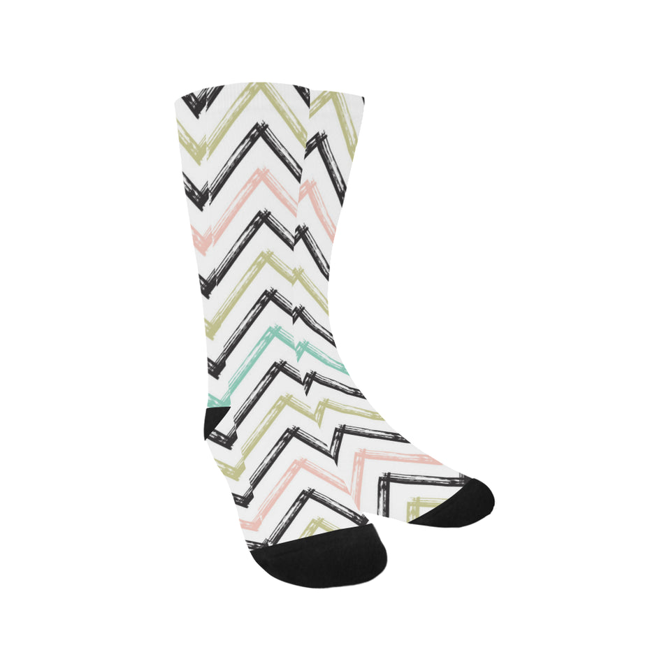 zigzag  chevron paint pattern Crew Socks