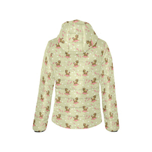 Yorkshire Terrier Pattern Print Design 01 Women's Padded Hooded Jacket