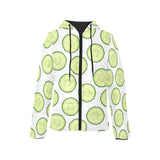 Cucumber slices pattern Women's Padded Hooded Jacket