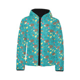 Hedgehog Pattern Print Design 01 Kids' Boys' Girls' Padded Hooded Jacket